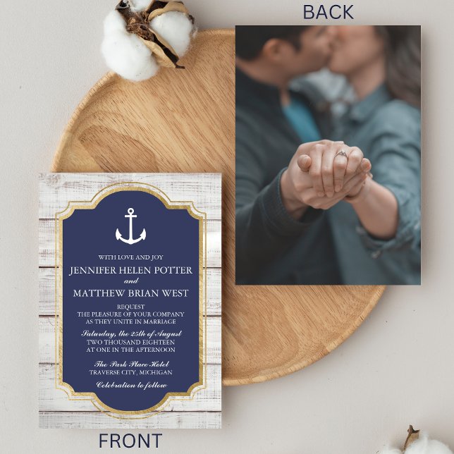 Invitación Anchored In Love Rautic Anchor Boda (Subido por el creador)