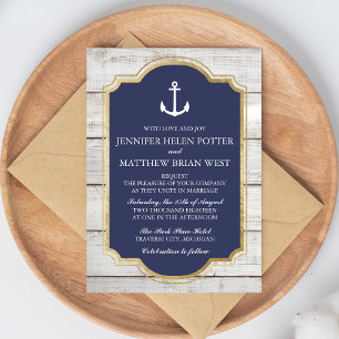 Invitación Anchored In Love Rautic Anchor Boda