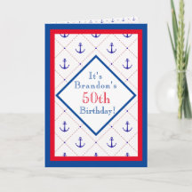 Anchors Away Red White Blue 50 cumpleaños