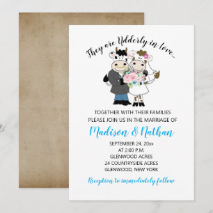 Invitación Ancianos en la novia de la vaca amorosa y Boda de