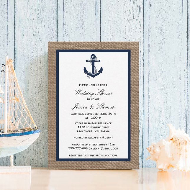 Invitación Ancla Azul De La Marina En La Ducha De Bodas Náuti (Subido por el creador)