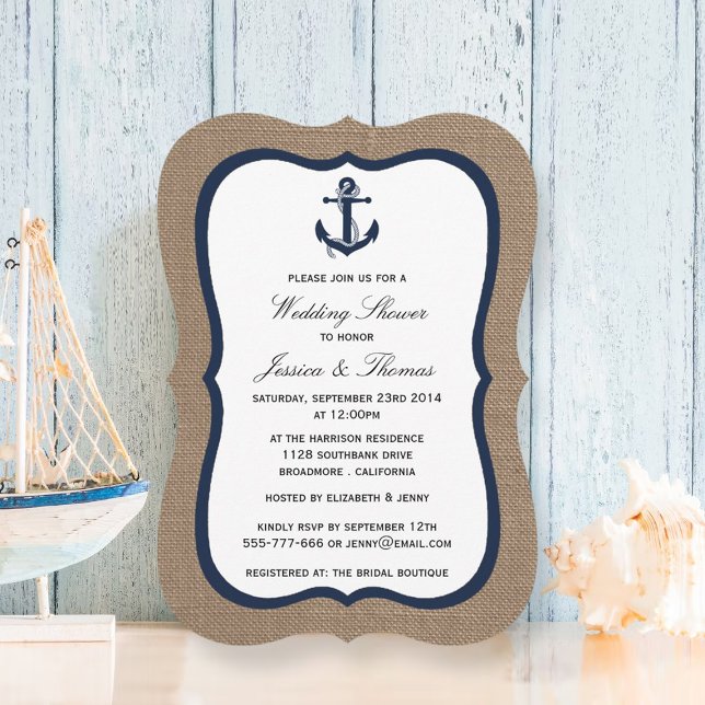 Invitación Ancla Azul De La Marina En La Ducha De Bodas Náuti (Subido por el creador)