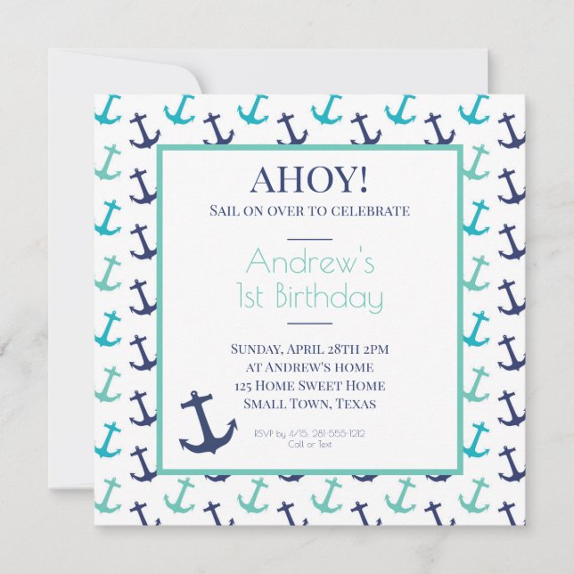 Invitación Ancla Azul Náutica (Anverso)