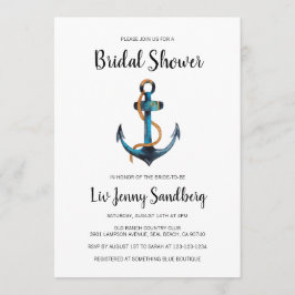 Invitación Ancla de acuarela Ducha Náutica de novias