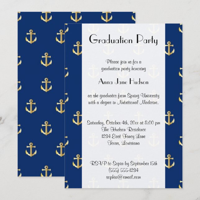 Invitación Ancla De Barco, Ancla De Buques, Ancla De Mar, Gra (Anverso / Reverso)
