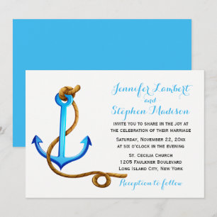 Invitación Ancla de barco de boda azul turquesa náutico