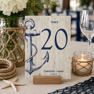Invitación Ancla de bosquejo náutico de la marina madera rúst