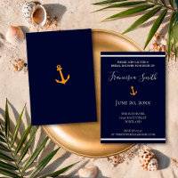 Ancla de oro Nautical Naval Blue Bridal Shower