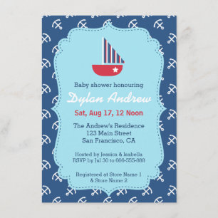 Invitación Ancla de velero elegante Regalos para baby shower 