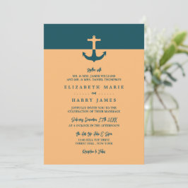 Invitación Ancla Náutica - Azul Coral - Boda en la playa