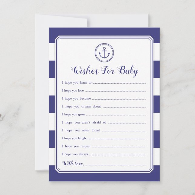 Invitación Ancla náutica Baby Shower quiere un bebé (Anverso)