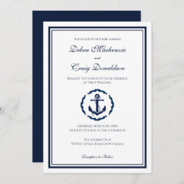 Invitación Ancla náutica, Boda de la Armada y del Whtie