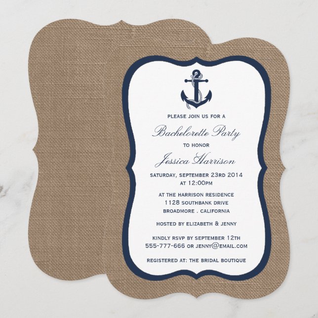 Invitación Ancla Náutica De La Armada En La Fiesta De La Bach (Anverso / Reverso)