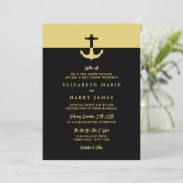 Invitación Ancla Náutica - Oro Negro - Boda en la playa