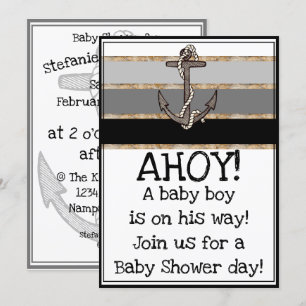 Invitación Ancla náutica y Rope Boy Baby Shower