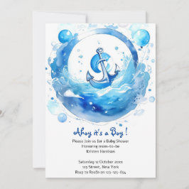 Invitación Anclado en Alegría: Nautical Boy Baby Shower