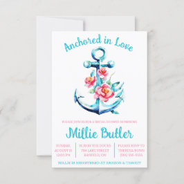 Invitación ¡Anclado en amor! Floral Bote Anchor Bridal Shower