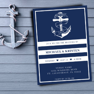 Invitación Anclado por amor Boda de Anclaje Azul Náutico