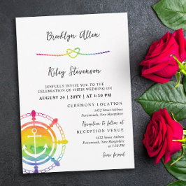 Invitación Anclaje arcoiris Boda LGBT nautical