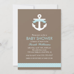 Invitación Anclaje azul, Nautical Boy Baby Shower