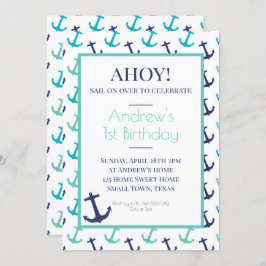 Invitación Anclaje azul nautico