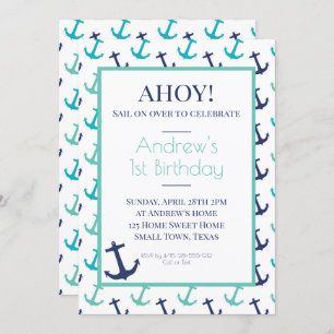 Invitación Anclaje azul nautico