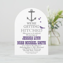 Invitación Anclaje de color gris de pájaro morado moderno