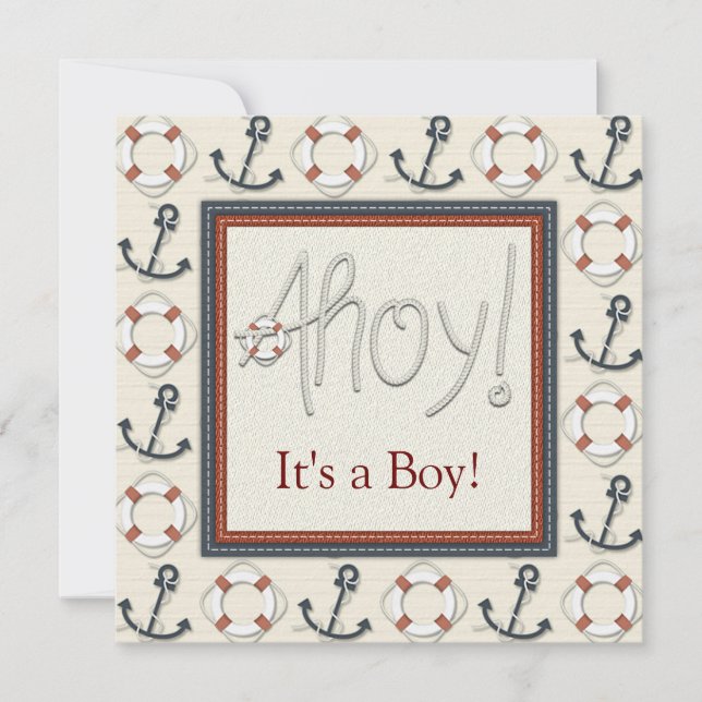 Invitación Anclaje de la Vida Boys Baby Shower Nautical (Anverso)