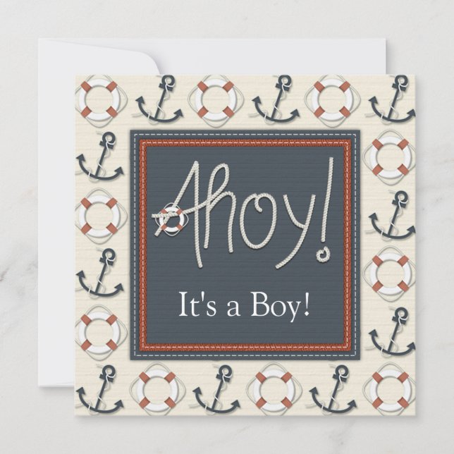 Invitación Anclaje de la Vida Boys Baby Shower Nautical (Anverso)