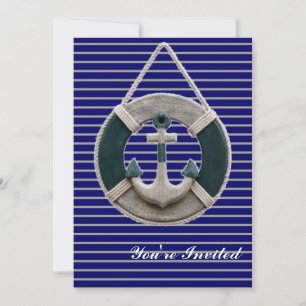 Invitación Anclaje de playa Preppy Nautical Stripes