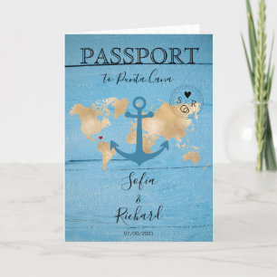Invitación Anclaje del mapa mundial de Passport de boda de de