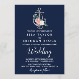 Invitación Anclaje floral | Boda de verano de la Marina