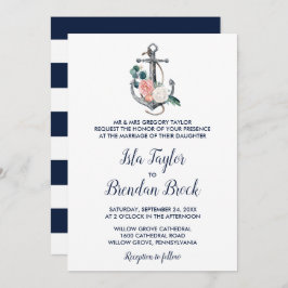 Invitación Anclaje floral | Boda formal de verano