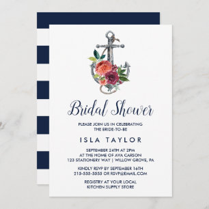 Invitación Anclaje floral Ducha nupcial de otoño