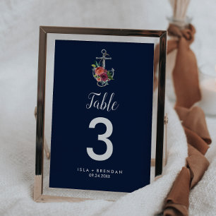 Invitación Anclaje floral   Numero de tabla de otoño de la ma