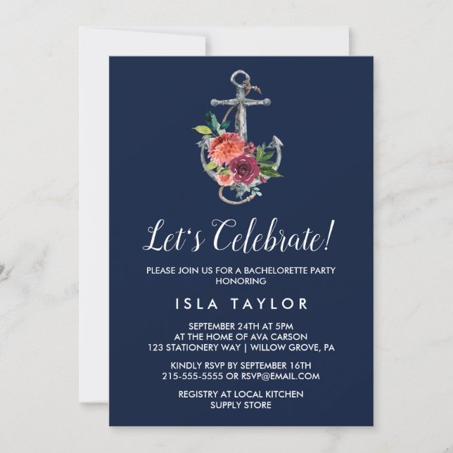 Invitación Anclaje floral | Otoño de la Marina Celebremos (Anverso)