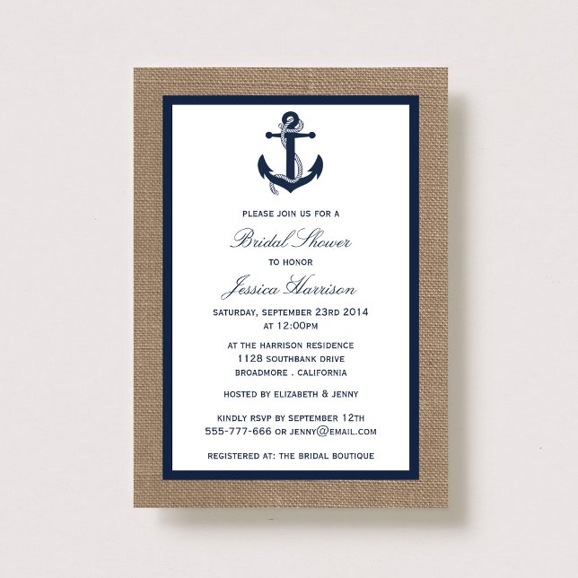 Invitación Anclaje Náutico Azul De La Marina En La Ducha Brid (Subido por el creador)