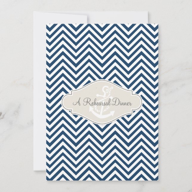 Invitación Anclaje náutico moderno de la banda de Chevron Pre (Anverso)
