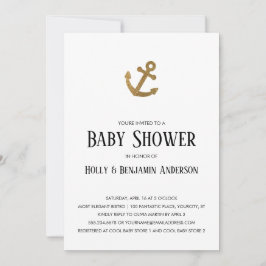 Invitación Anclaje Purpurina dorado Parejas simples Baby Show