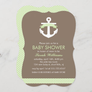 Invitación Anclaje verde Baby Shower neutro