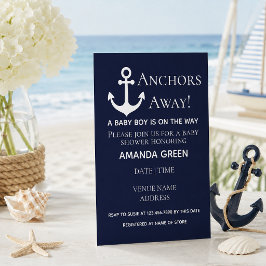 Invitación Anclajes fuera de la Marina Baby Shower Náutico Az