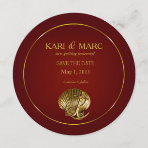 Invitación Anclas de Conchas de Mar Salva la Fecha   burdeos