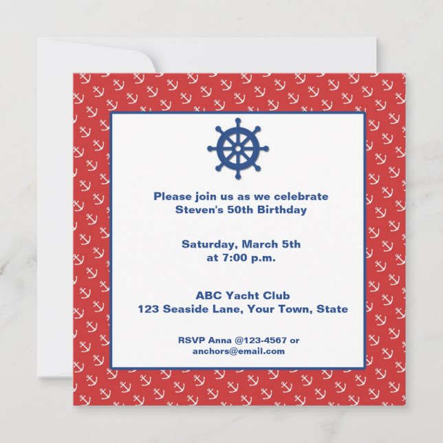 Invitación Anclas, náuticas (Anverso)
