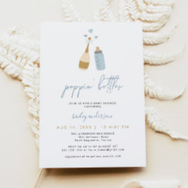Invitación ANDI Dusty Blue Poppin' Botellas Boy Baby Shower