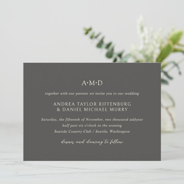 Invitación Andrea Brown Elegant Wedding (Anverso de pie)