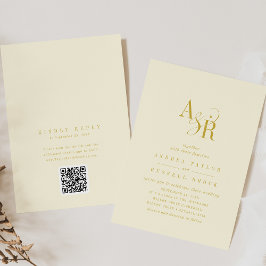 Invitación ANDREA Butter Yellow QR Code Elegant Wedding