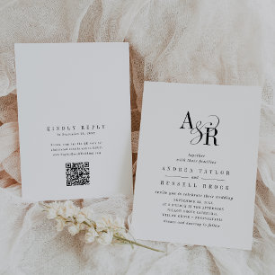 Invitación ANDREA Código QR Clásico Elegante Moda Boda único