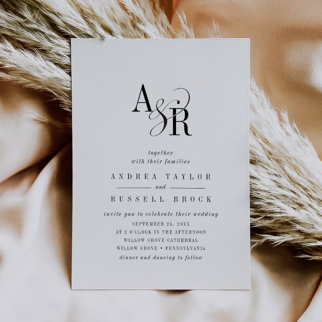 Invitación ANDREA Elegante Boda formal de Moda mínima clásica (ANDREA Elegant Formal Minimal Chic Classic Wedding Invitation)
