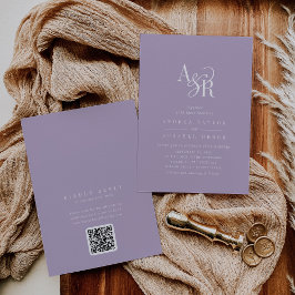 Invitación ANDREA Lavender QR Code Classic Elegant Wedding