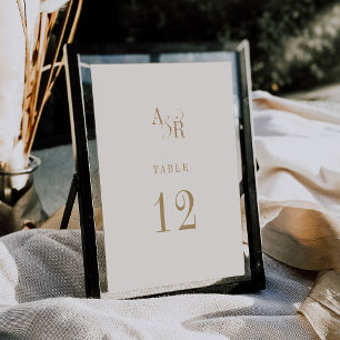 Invitación ANDREA Neutral Gold Cream Boda números de tabla